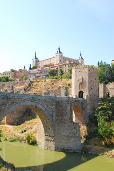 Medieval Bridge Looking Towards the Alcazar, Toledo, Spain